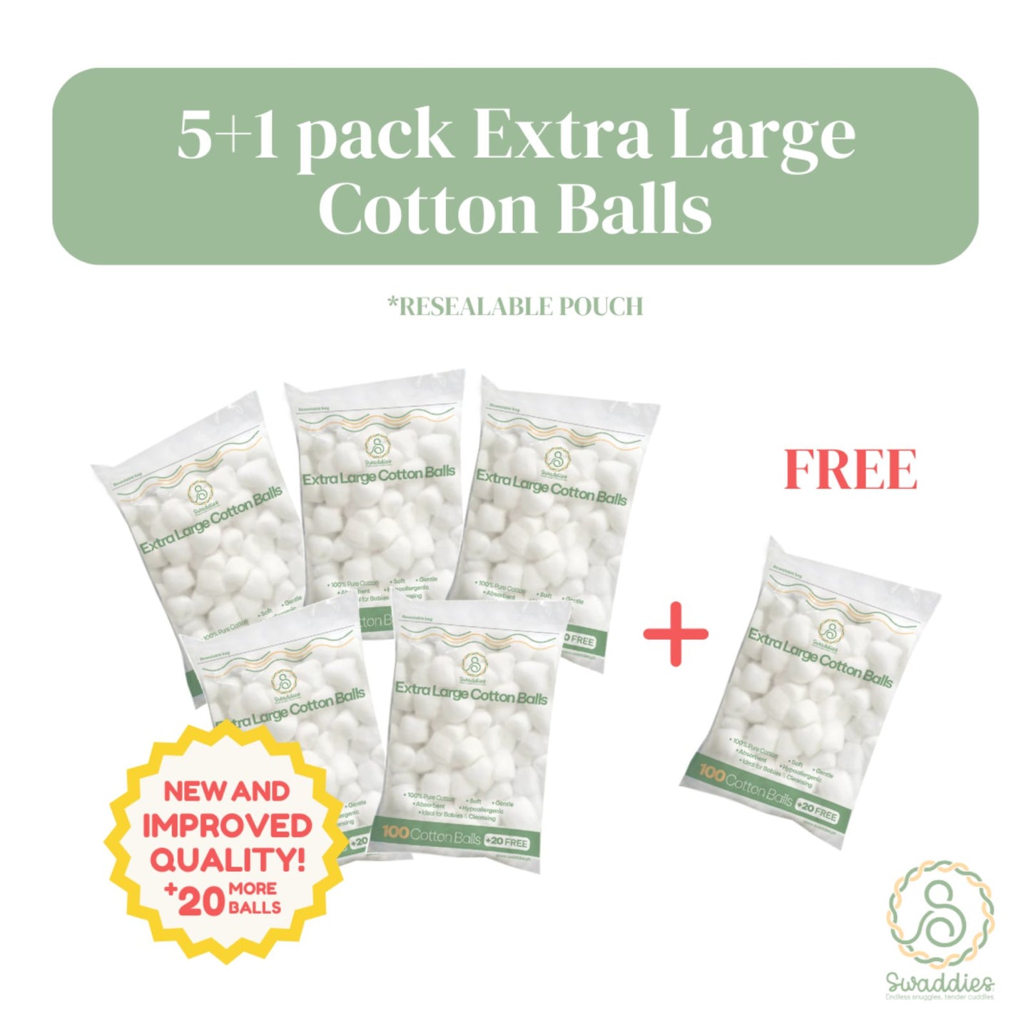 5 Pack Bundle Promo - Extra Large Cotton Balls