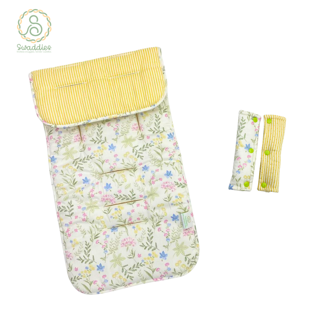 Universal Reversible Stroller Pads with Strap Covers