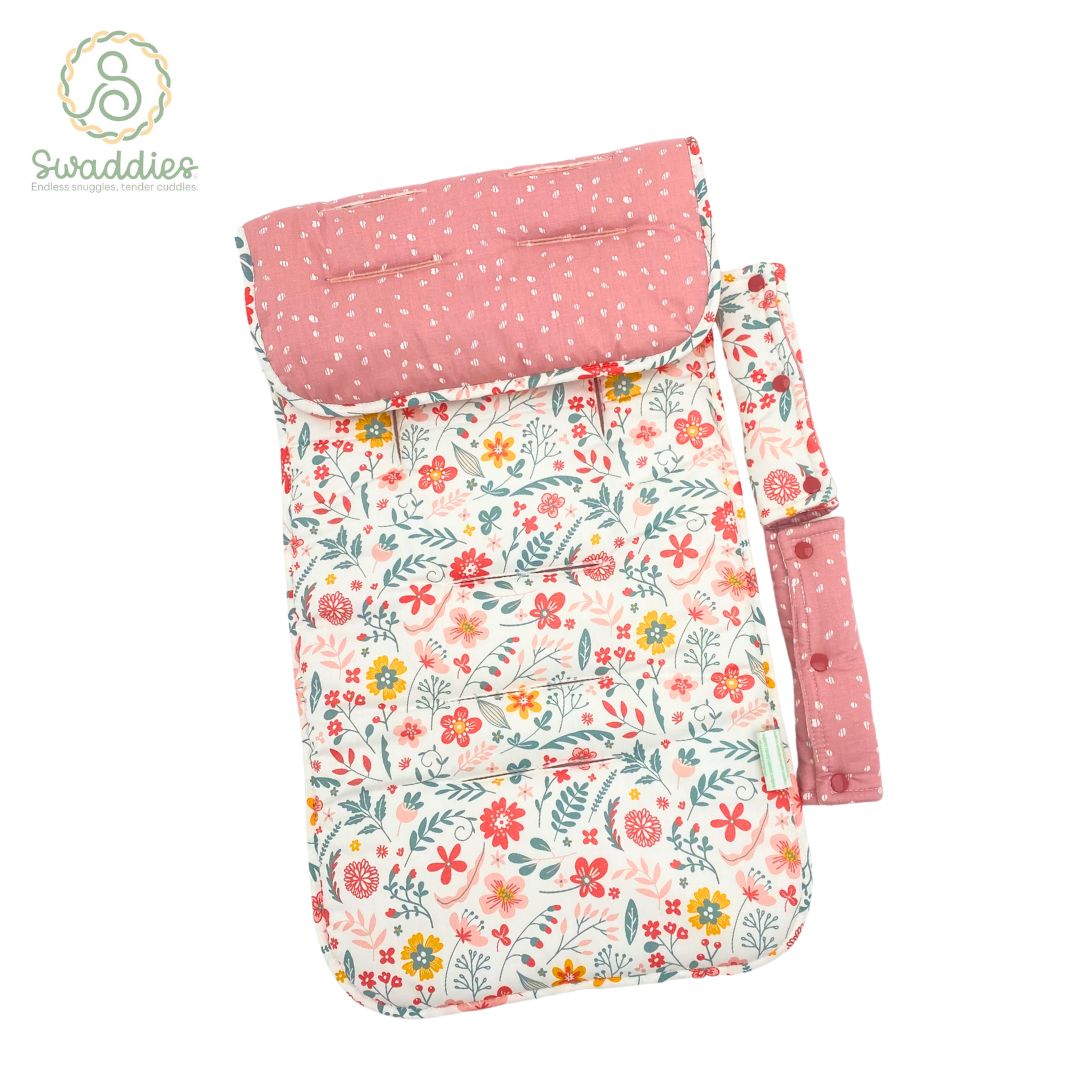 Universal Reversible Stroller Pads with Strap Covers