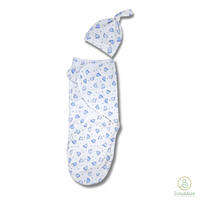 Infant Velcro Swaddle Wrap with Knotted Hat