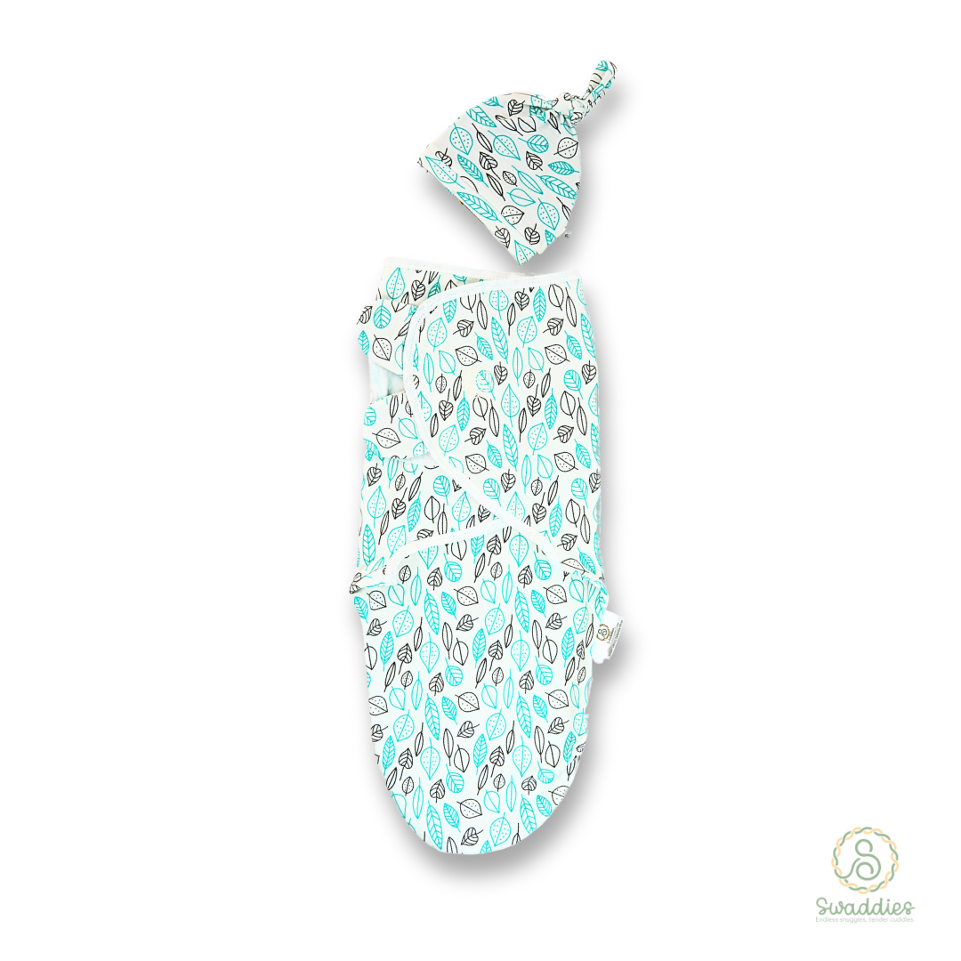 Infant Velcro Swaddle Wrap with Knotted Hat