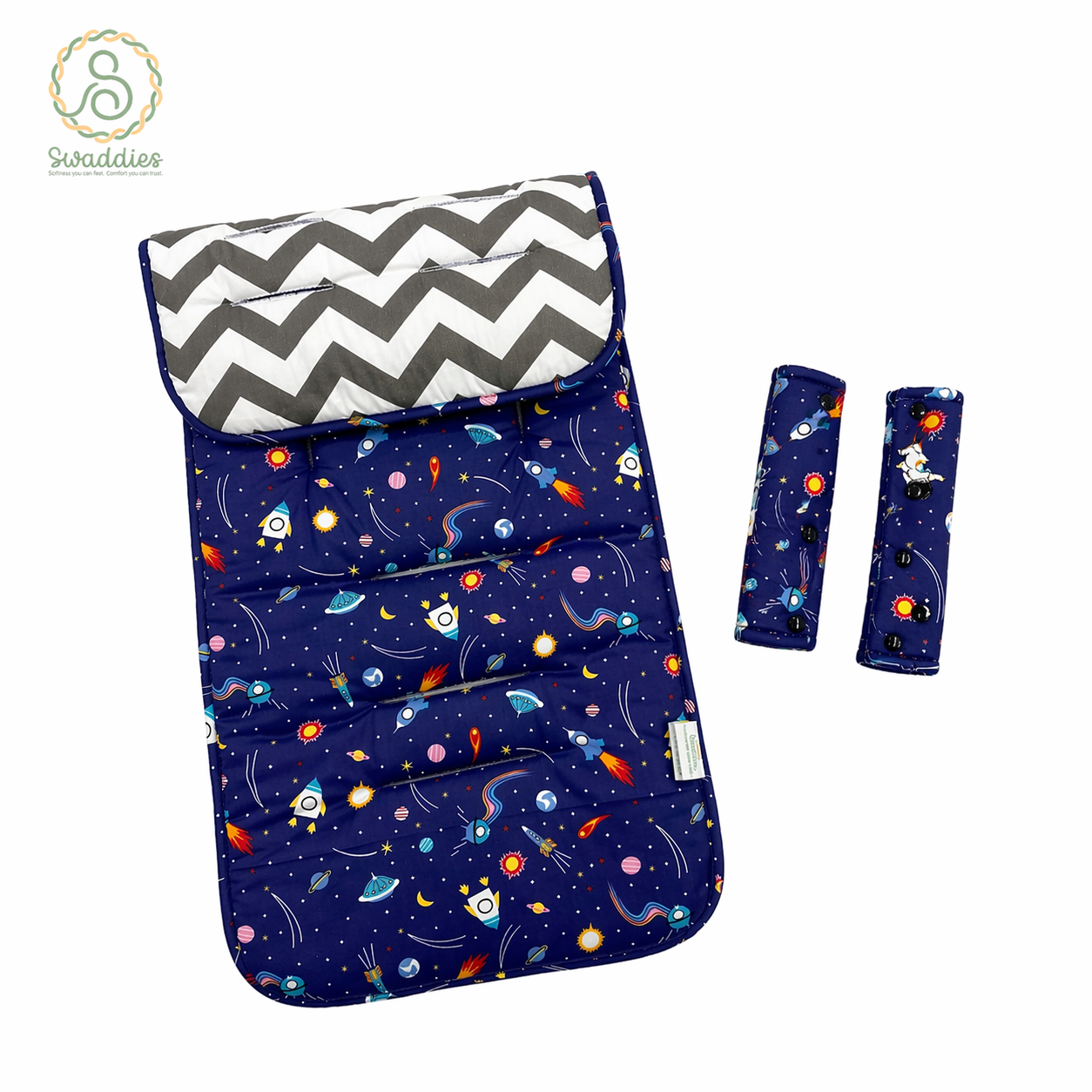 Universal Reversible Stroller Pads with Strap Covers