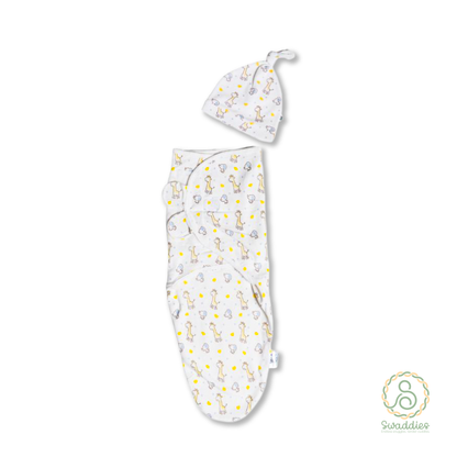 Infant Velcro Swaddle Wrap with Knotted Hat