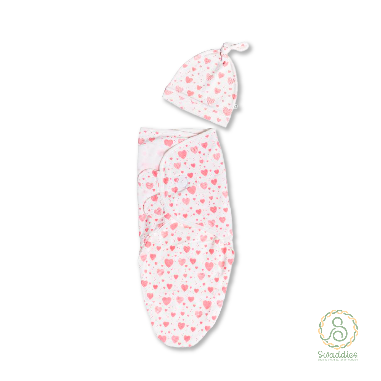 Infant Velcro Swaddle Wrap with Knotted Hat