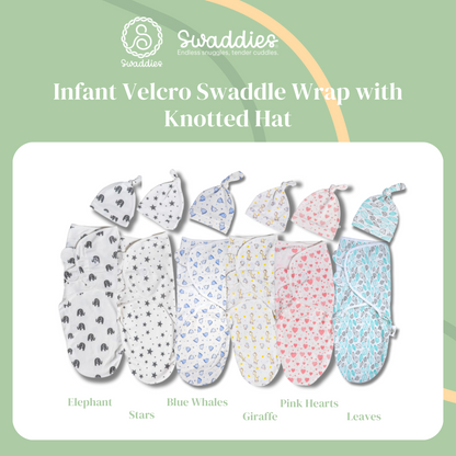 Infant Velcro Swaddle Wrap with Knotted Hat