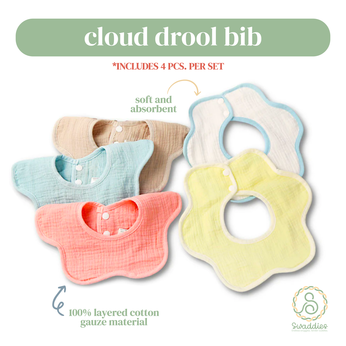 Cloud Drool Bib (Set of 4)