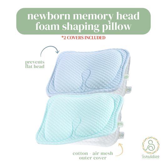 Newborn Memory Foam Head Shaping Pillow (2 pillow covers included)