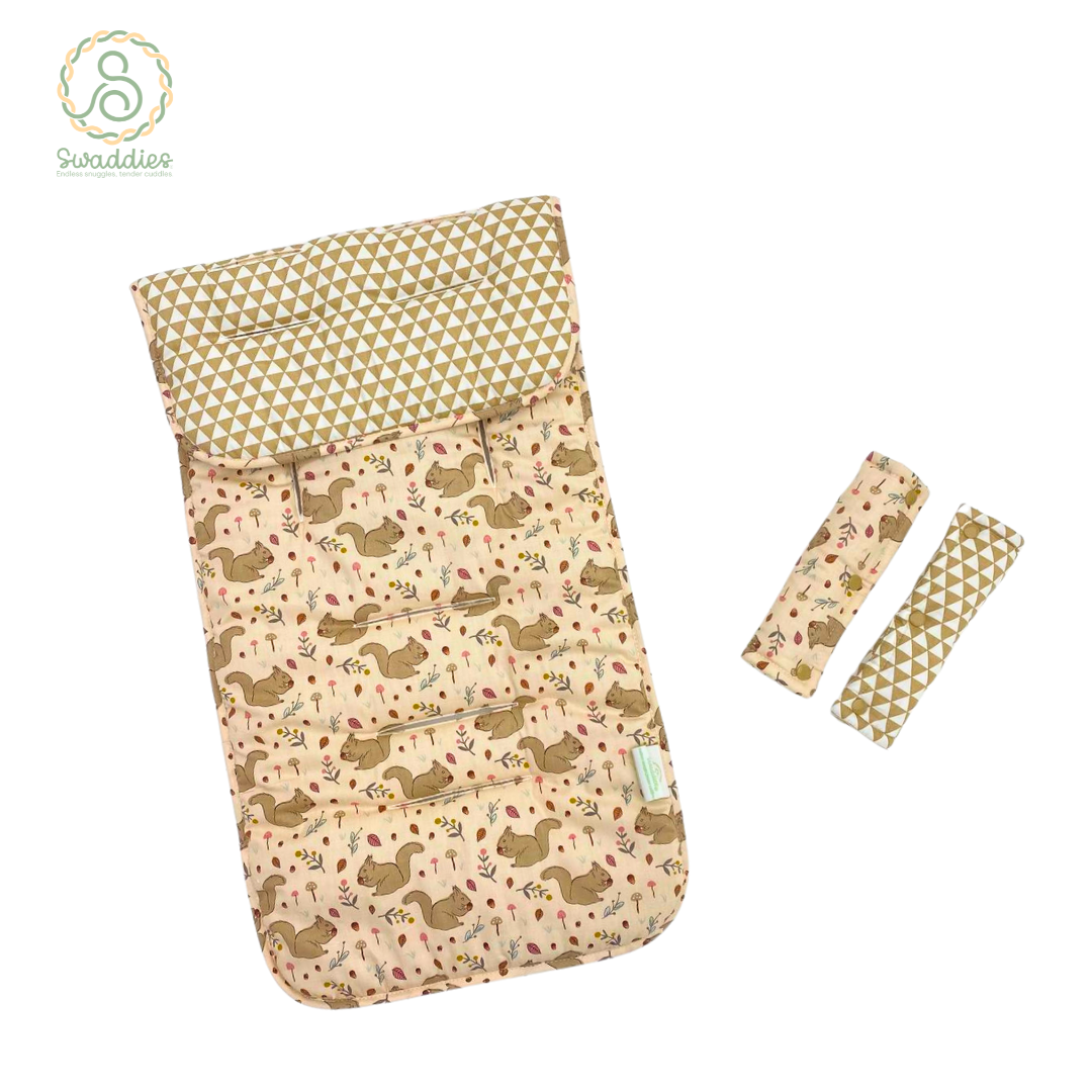 Universal Reversible Stroller Pads with Strap Covers