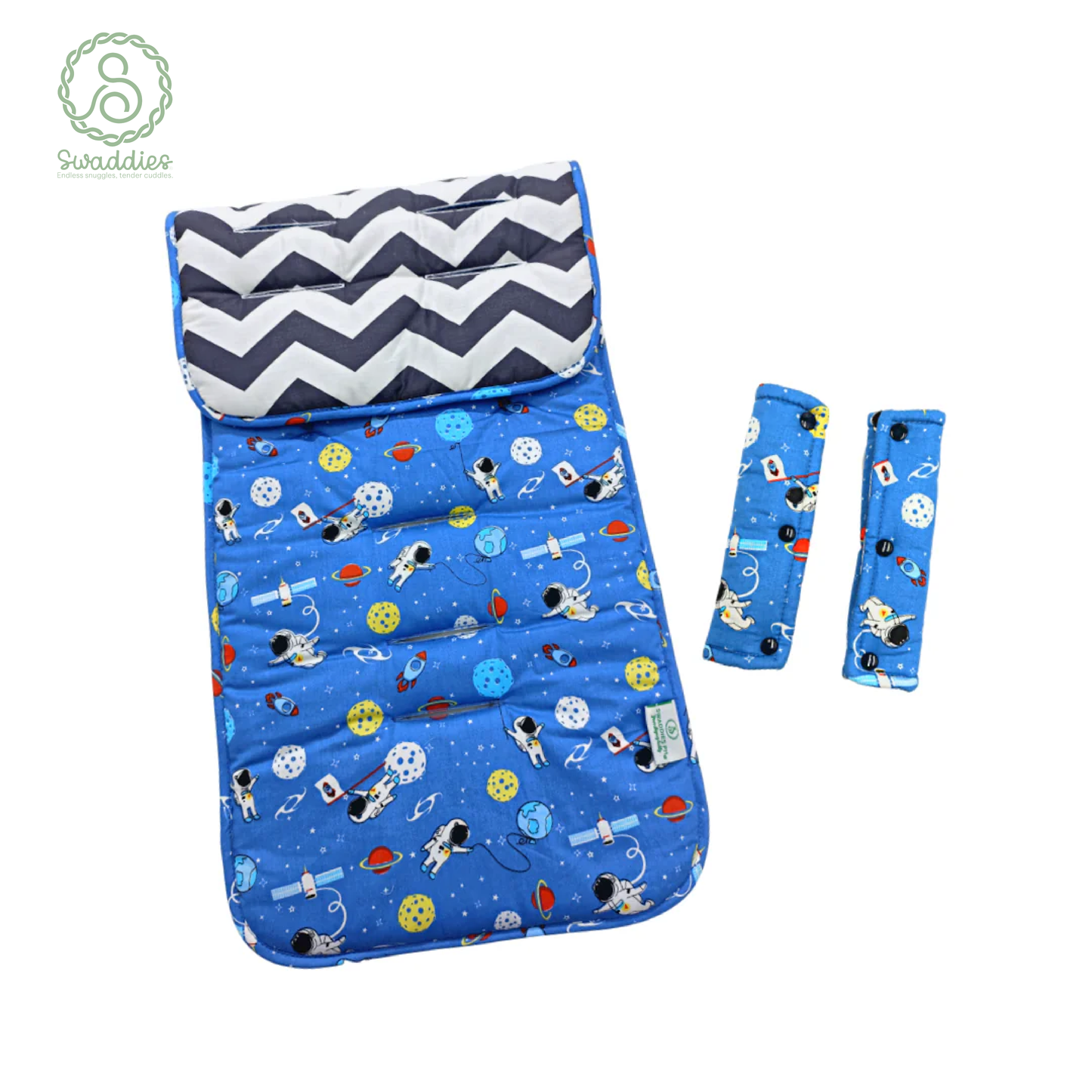 Universal Reversible Stroller Pads with Strap Covers