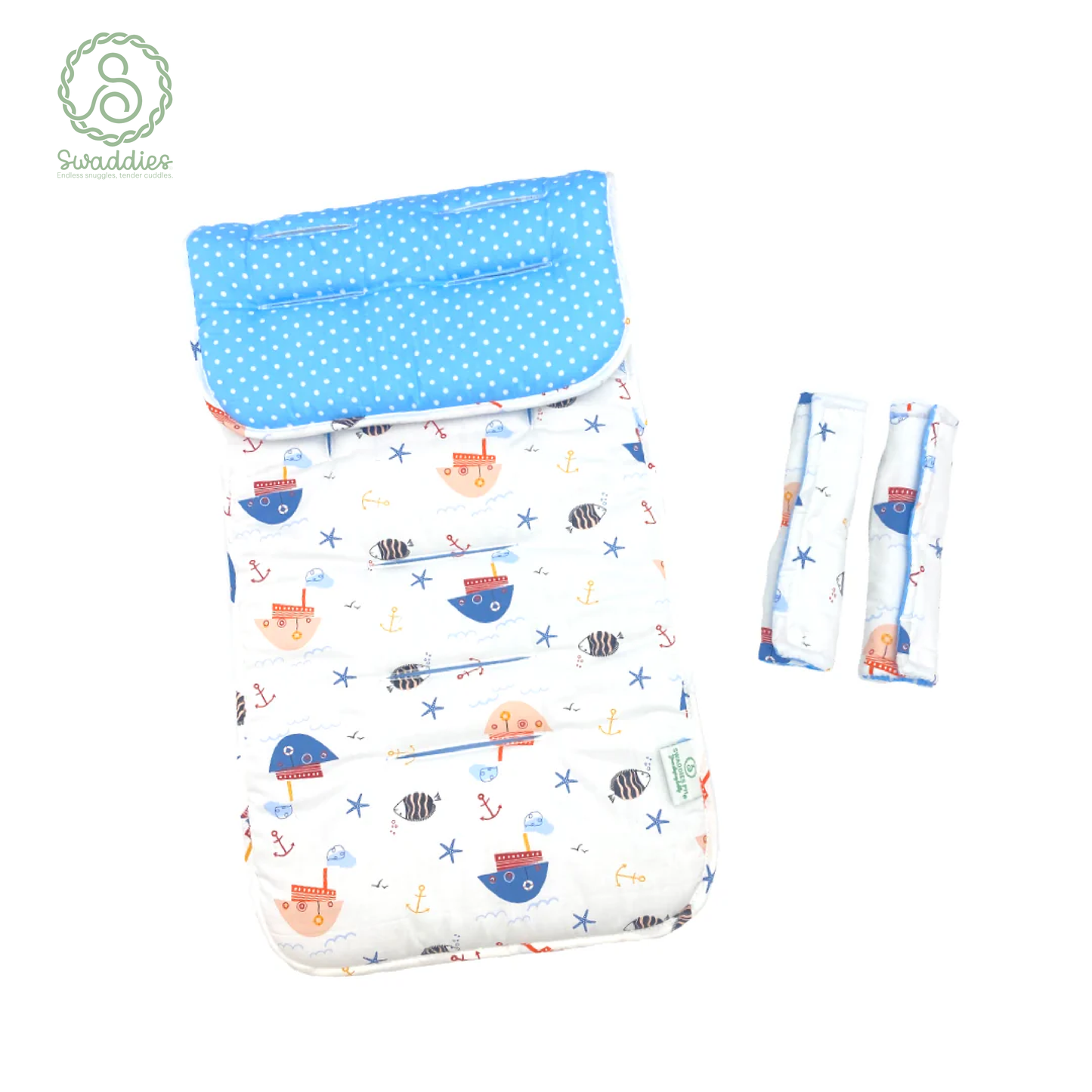 Universal Reversible Stroller Pads with Strap Covers